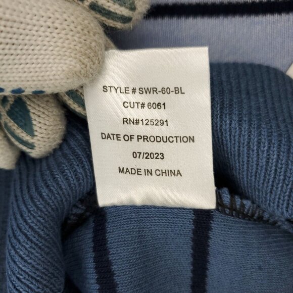 Faze 1 Sweater Boys Large 14/16 Blue Multi Stripped Pullover Crew Neck - Picture 6 of 9